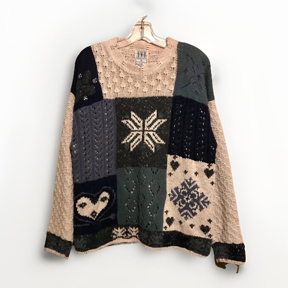 Vintage I.V.Y Women’s Hand‎ Knit Grandma Sweater Cottagecore Vintage Size Size M